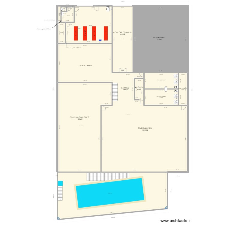 PLAN GYMFIT MAGASIN 3. Plan de 13 pièces et 837 m2
