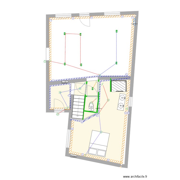 Implanation electrique evrard savigny sur braye. Plan de 3 pièces et 60 m2