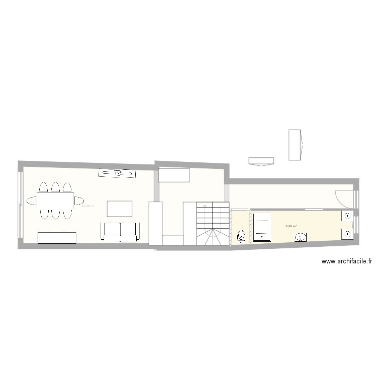 RDC CHATEAU 2. Plan de 4 pièces et 61 m2