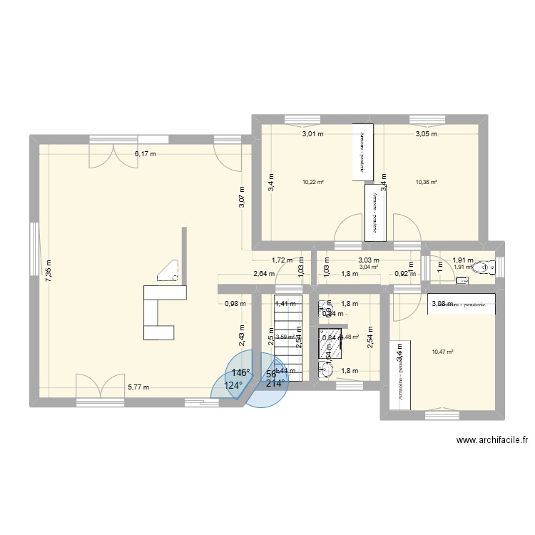 DOUEZ. Plan de 8 pièces et 91 m2