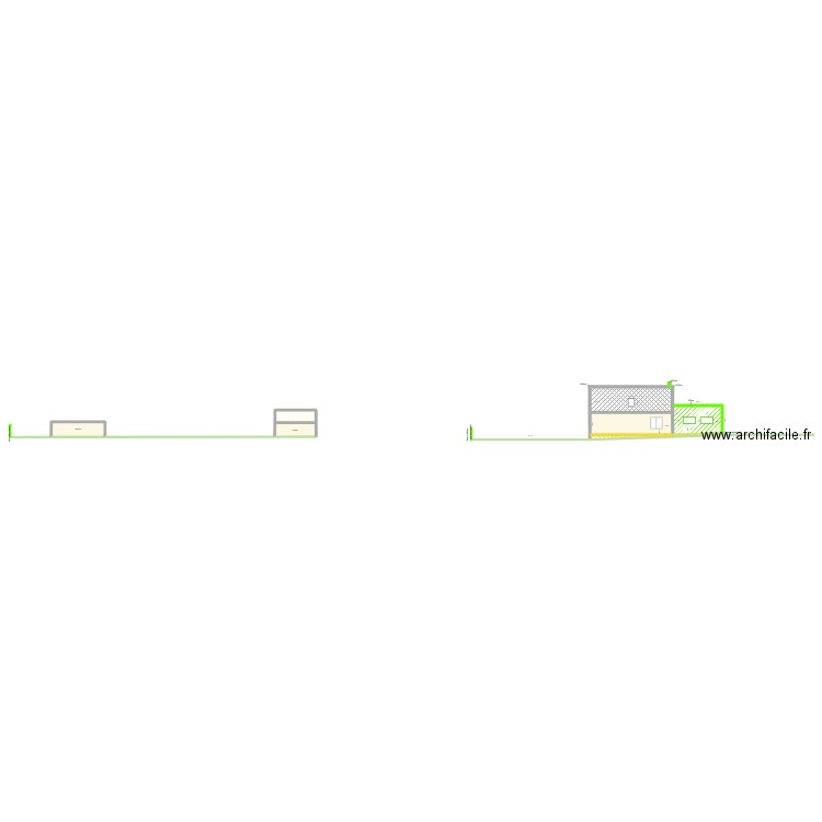 Plan coupe S. Plan de 8 pièces et 103 m2