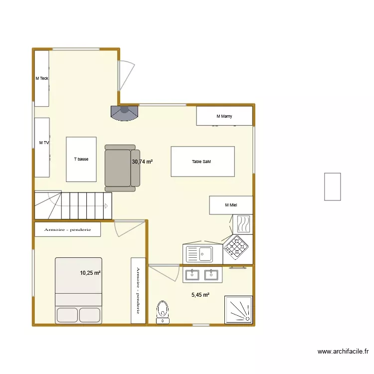 Rdc Cam&eacute;lias 2. Plan de 3 Pièces et 46 m²