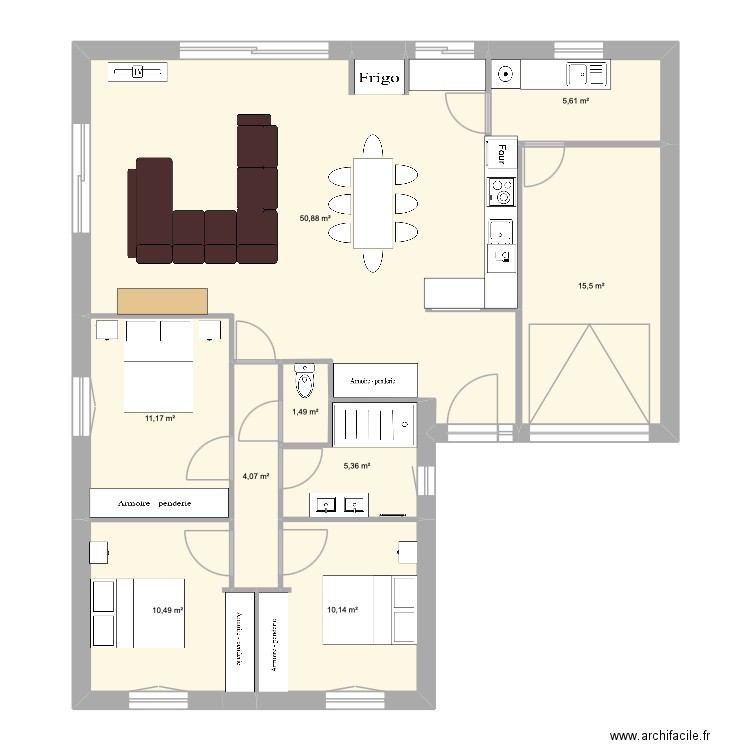 PLAN 12ML FACADE. Plan de 9 pièces et 115 m2