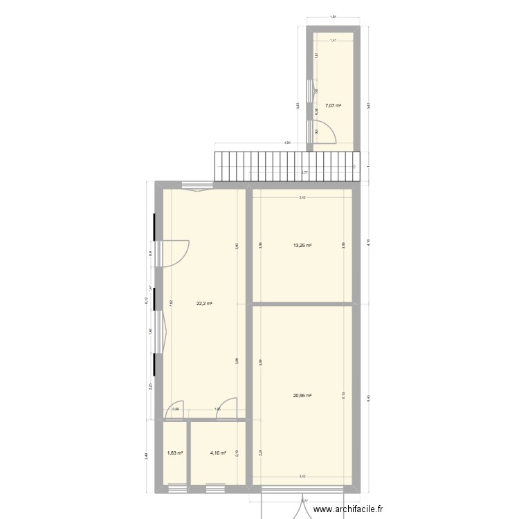 Plan init dépendance. Plan de 6 pièces et 69 m2