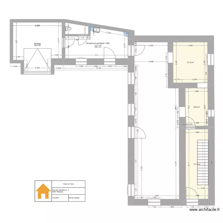 Rez de chauss&eacute;e base. Plan de 5  et 59 m²