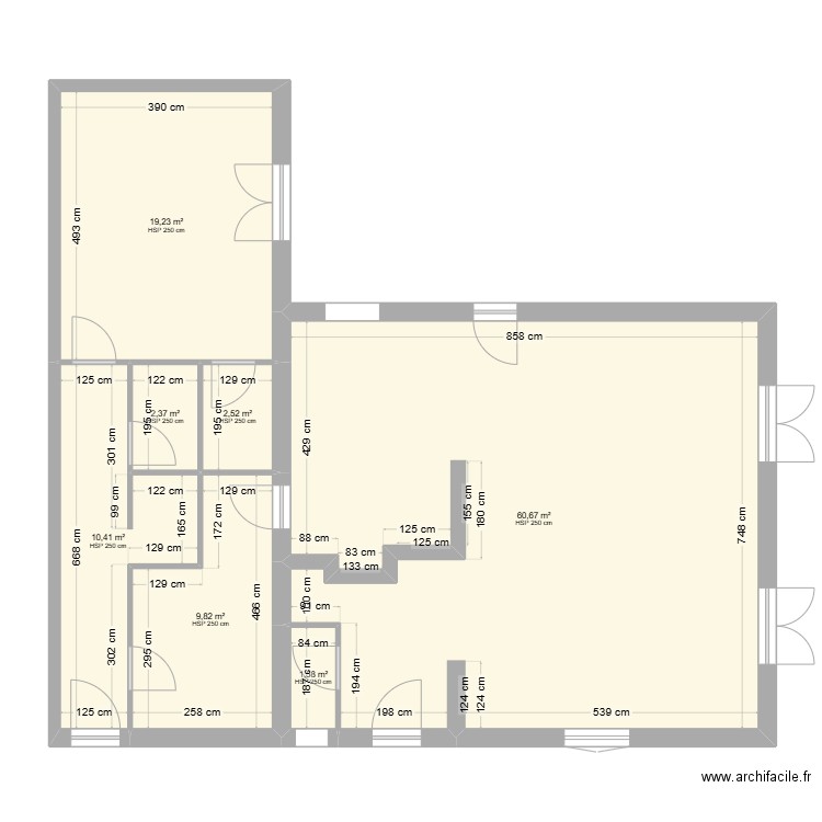 rdc maison. Plan de 7 pièces et 107 m2