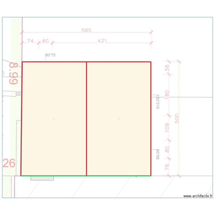 Fondations extension. Plan de 2 pièces et 2782 m2