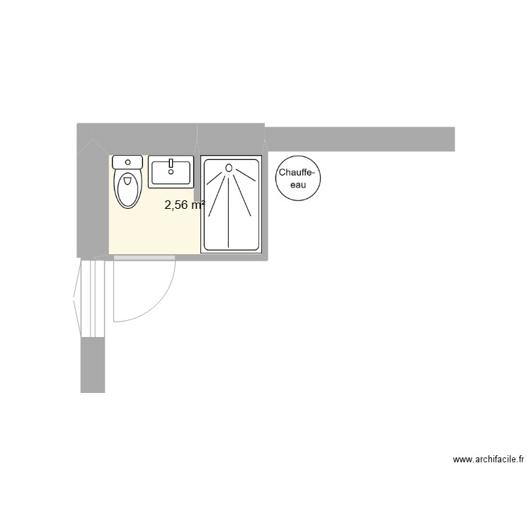 SALLE D'EAU ANDION. Plan de 1 pièce et 3 m2
