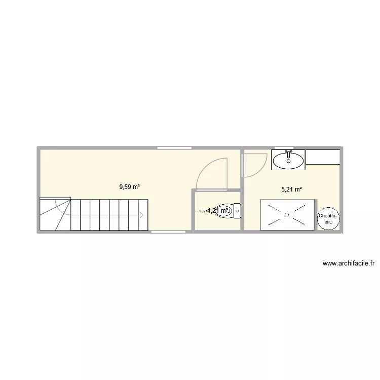 SDB. Plan de 3  et 16 m²