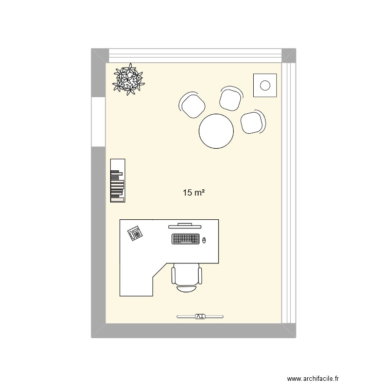 Licorne 2. Plan de 1 pièce et 15 m2