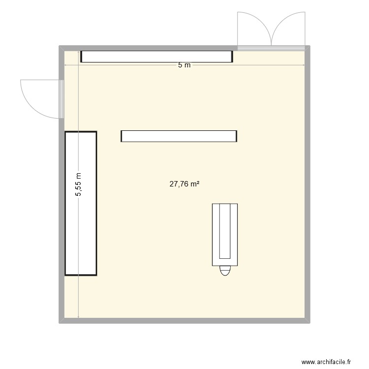 atelier 1. Plan de 1 pièce et 28 m2