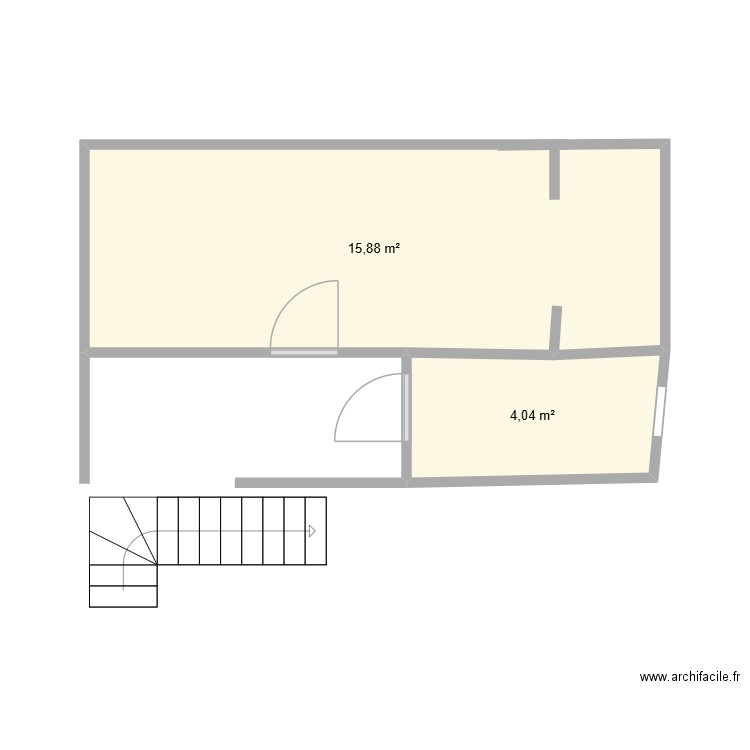 etage. Plan de 2 pièces et 20 m2
