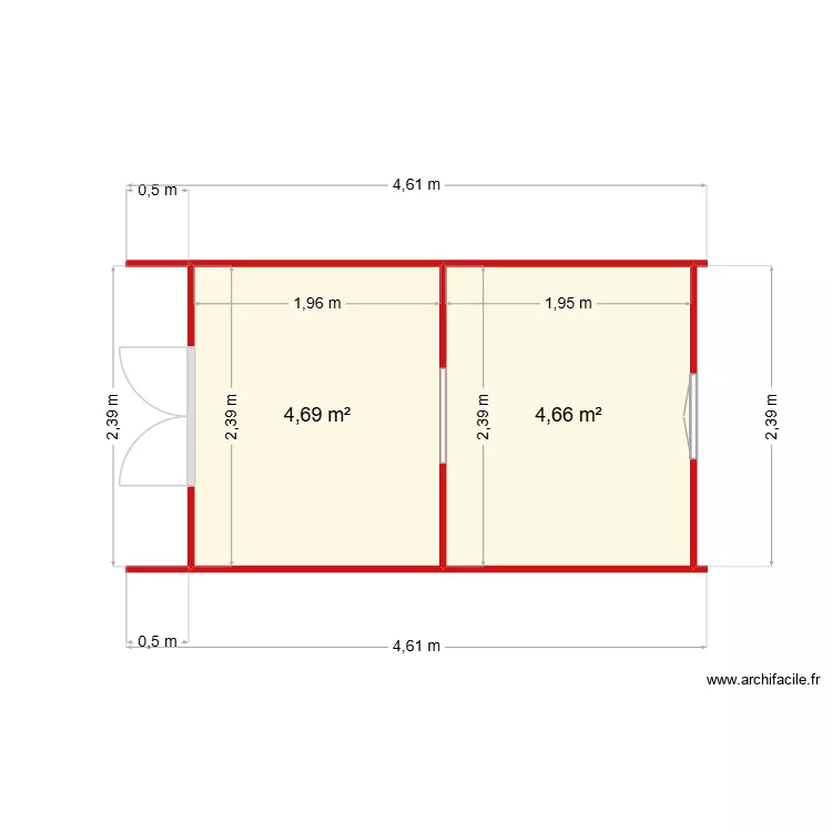 chalet. Plan de 2  et 9 m²