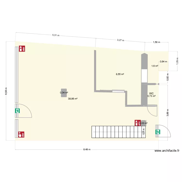 Apr&egrave;s travaux 1. Plan de 6 Pièces et 51 m²