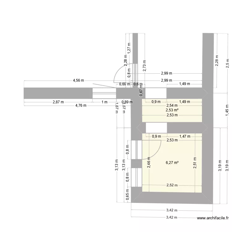 veranda actuel. Plan de 2 et 9 m² veranda actuel. Plan de 2 et 9 m²