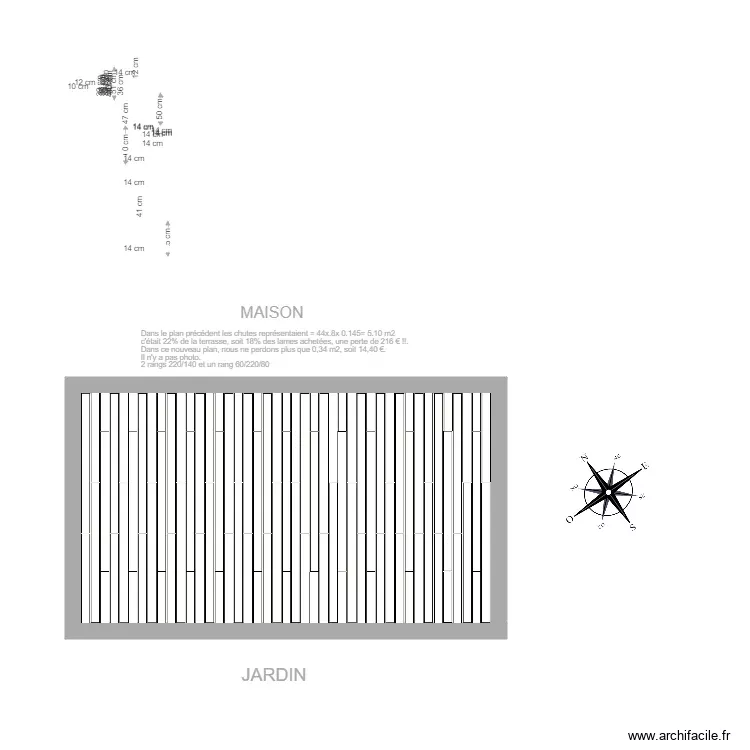 TERRASSE LAMES COMPOSITE moins de chutes 2. Plan de 1 Pièce et 23 m²