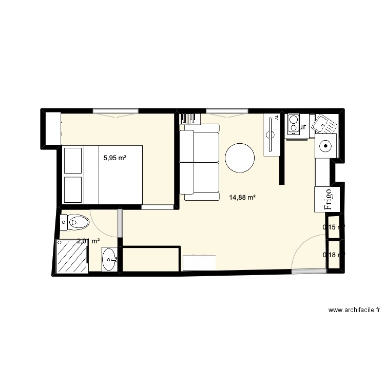 Plan repensé X2 Saint Ouen. Plan de 5 pièces et 23 m2