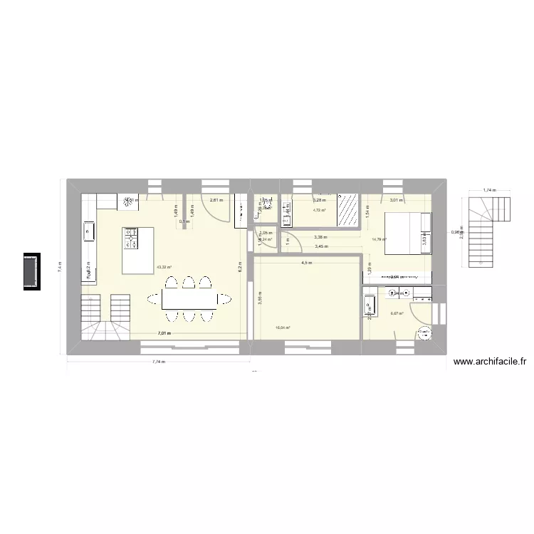 Maison V finale cuisine déplacé. Plan de 16 et 180 m² Maison V finale cuisine déplacé. Plan de 16 et 180 m²