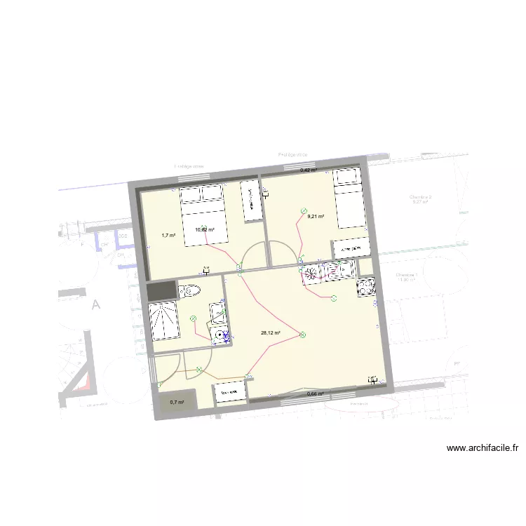 A04 CIBLE + ELEC. Plan de 7 pièces et 52 m²