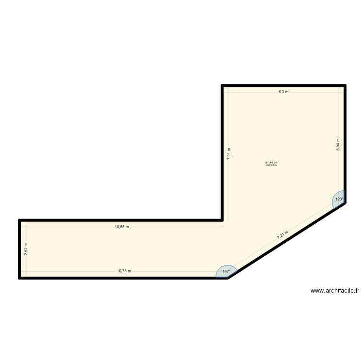BAILLY. Plan de 1 pièce et 81 m2