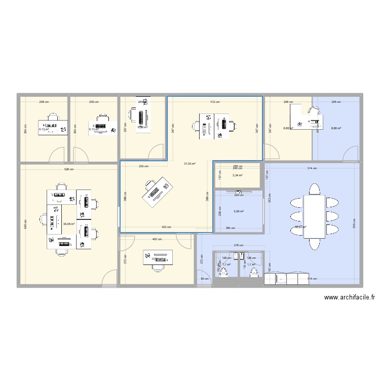 Soixante L1 L2. Plan de 16 pièces et 179 m2