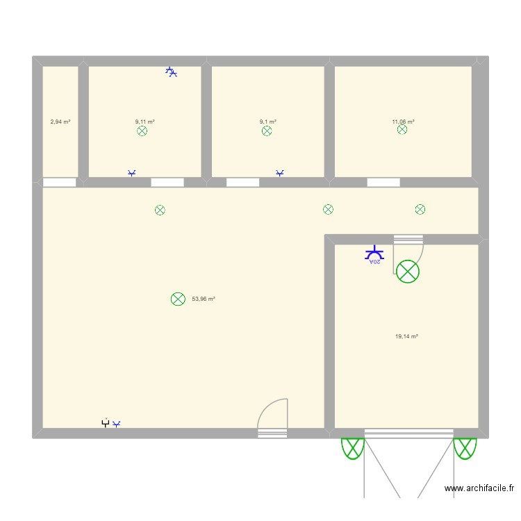 maison. Plan de 6 pièces et 105 m2