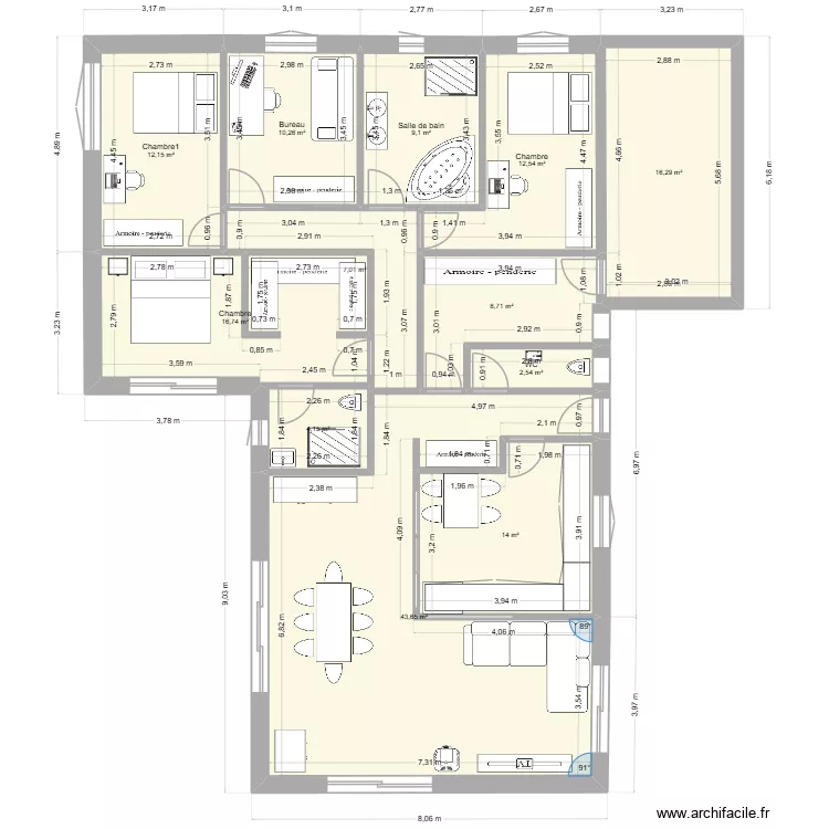 Maison V2. Plan de 12  et 157 m²