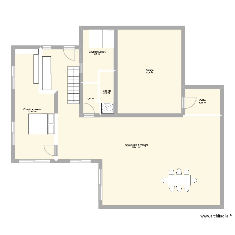 maison prop 1. Plan de 7 pièces et 158 m2