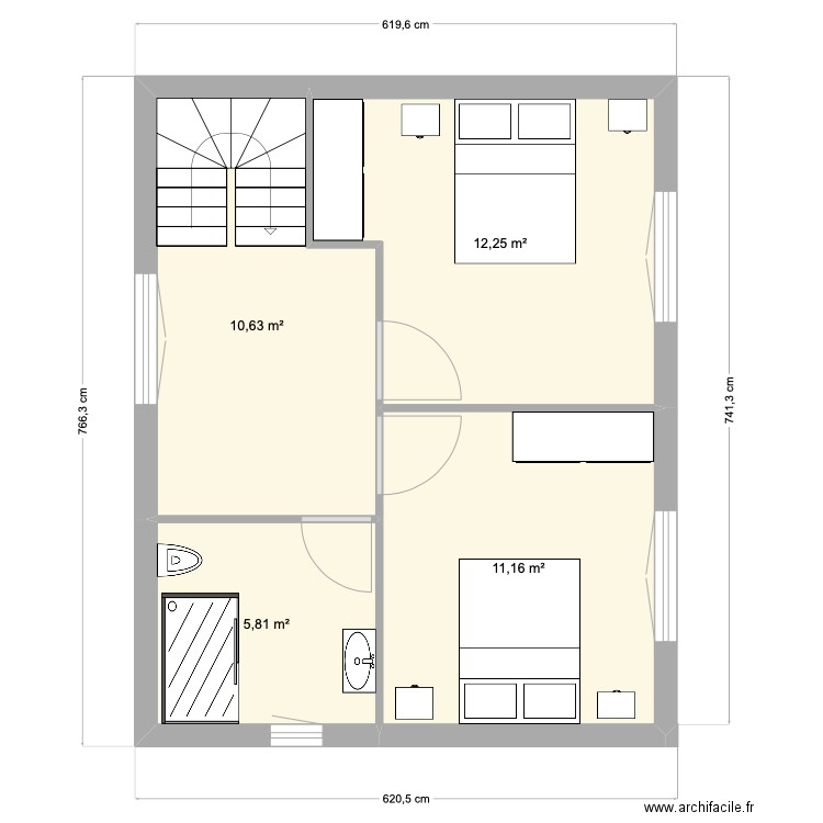 Plan villa étage. Plan de 4 pièces et 40 m2