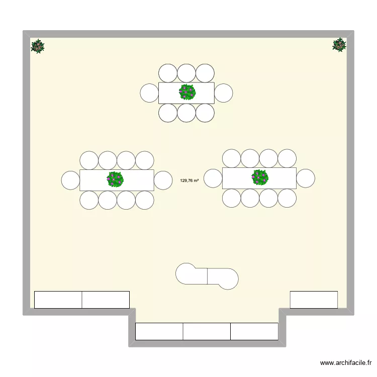 cuisine. Plan de 1  et 130 m²