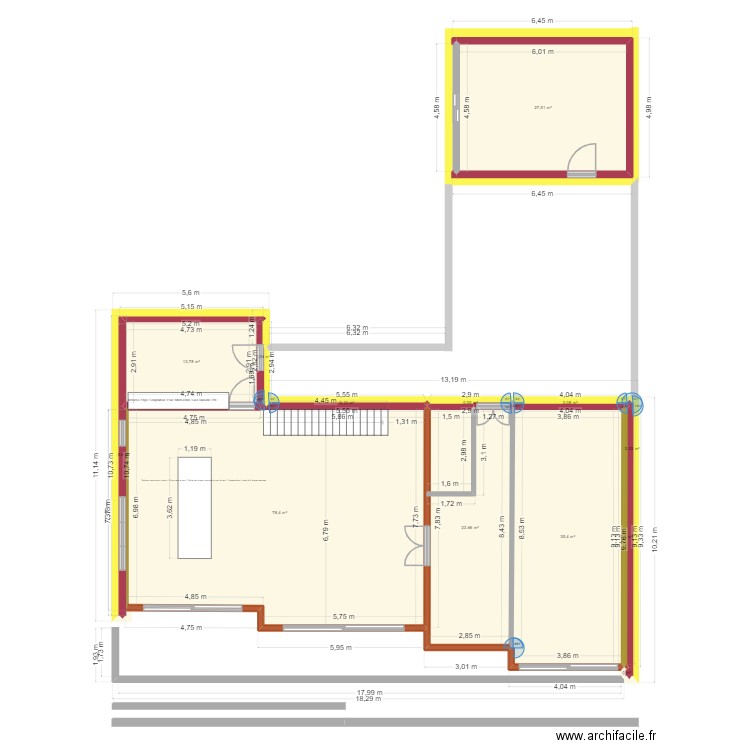 Canjanfard3. Plan de 13 pièces et 180 m2
