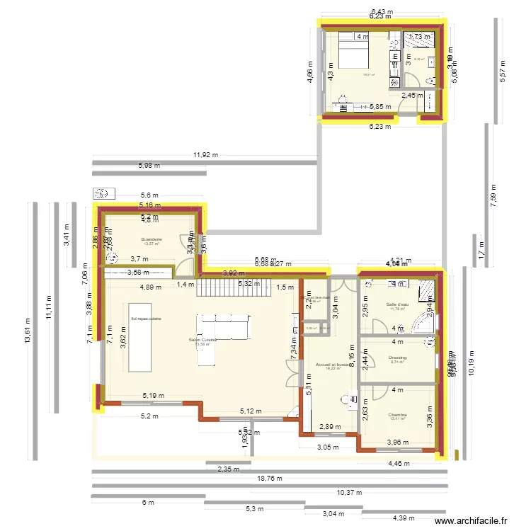 Canjanfard4. Plan de 11 pièces et 169 m²