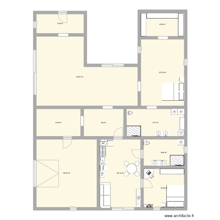 idee1. Plan de 11 pièces et 190 m2