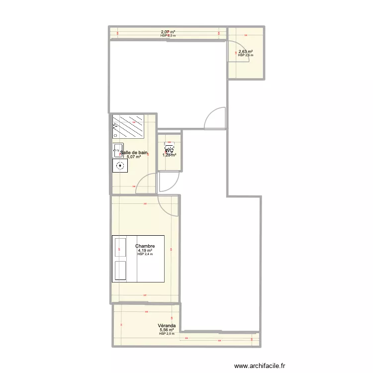 appartement Balaruc 1. Plan de 6  et 27 m²
