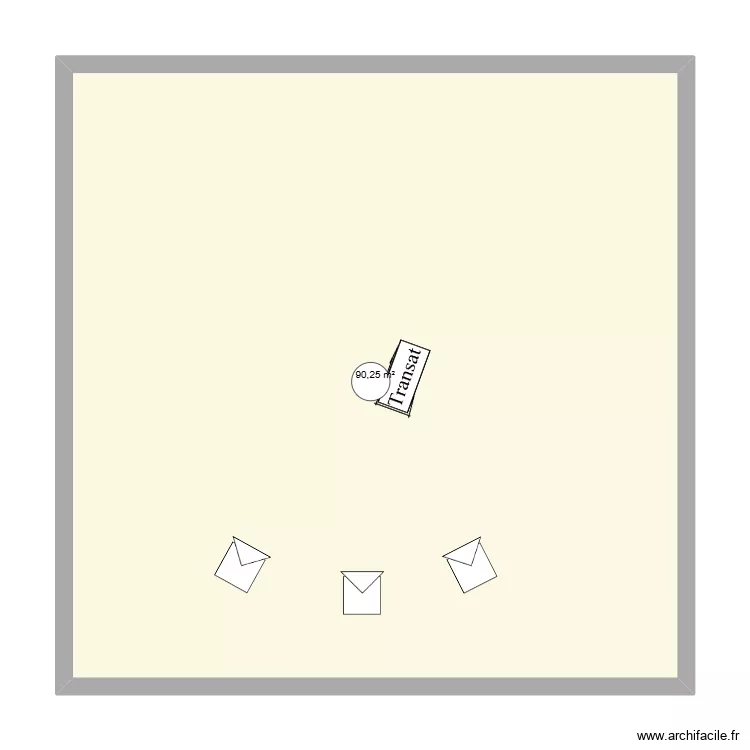 Plan au sol transat. Plan de 1 pièce et 90 m²