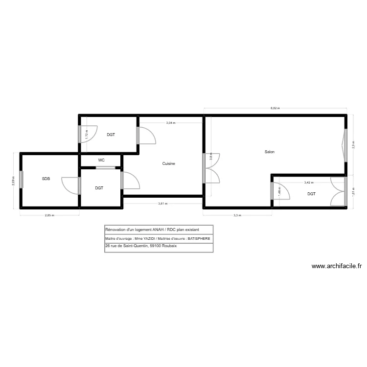 YAZIDI RDC EX. Plan de 7  et 57 m²