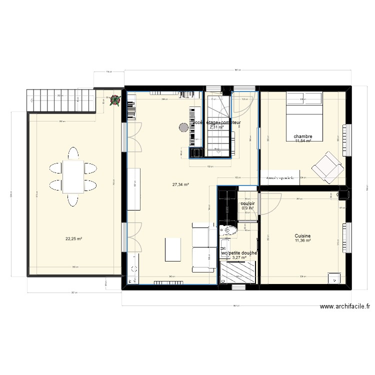 buariotte réno. Plan de 11 pièces et 80 m2