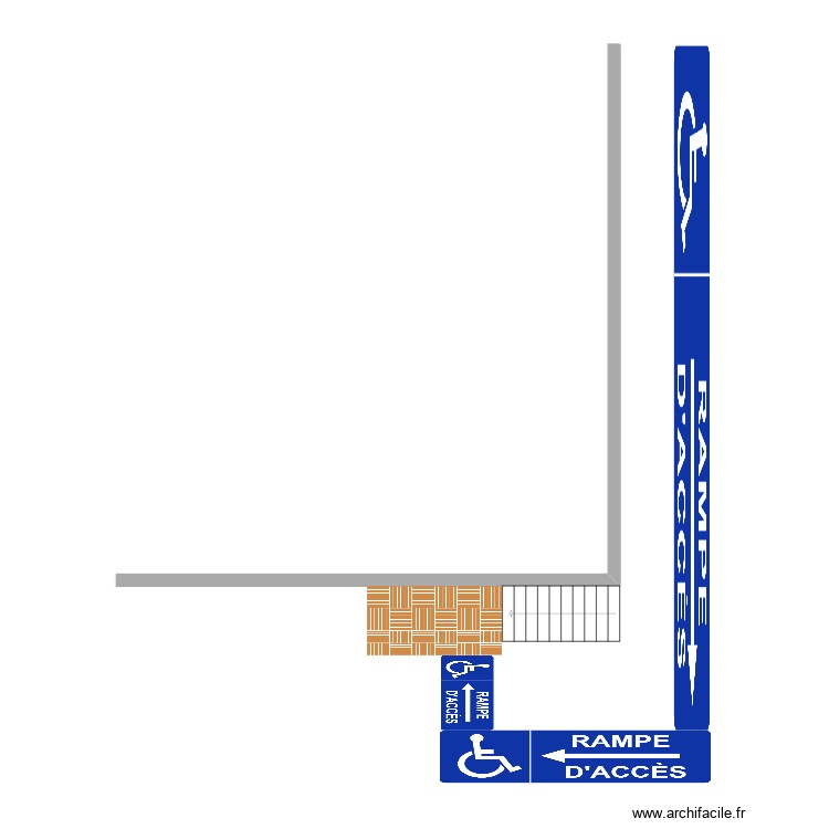 Acc&egrave;s terrasse par rampe ext&eacute;rieure. Plan de 0 pièce et 0 m2