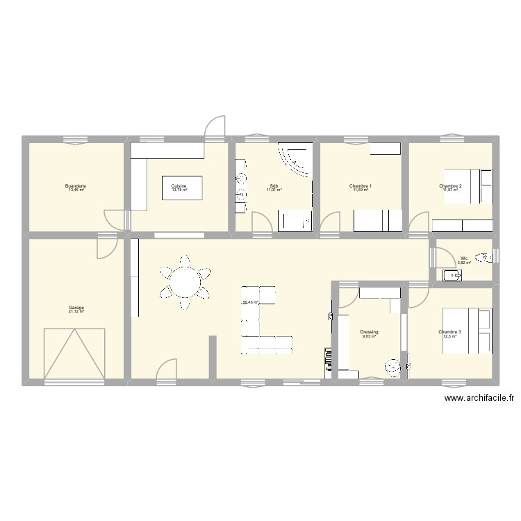 Maison. Plan de 10 pièces et 158 m2