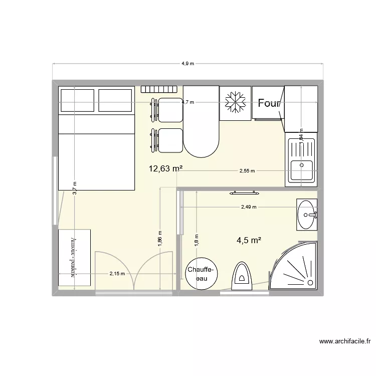 p\'tite maison 1. Plan de 2  et 17 m²