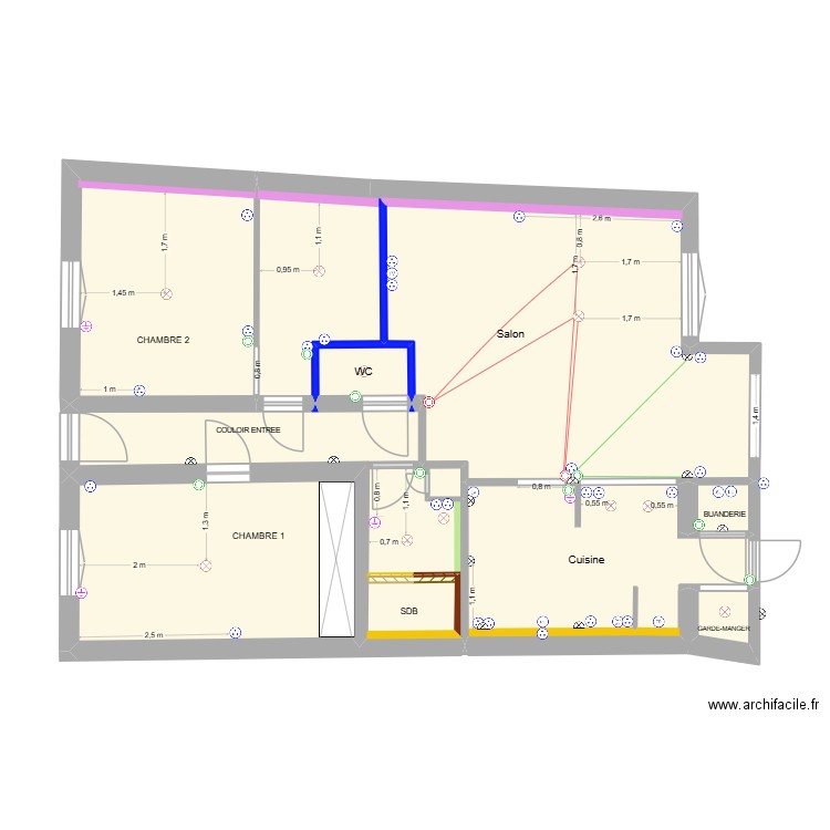 Plan Définitif new version Plan electrique V2. Plan de 16 pièces et 107 m2