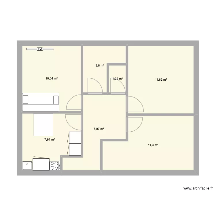 Immeuble st cyp - 1 er sans casser mur. Plan de 7  et 53 m²