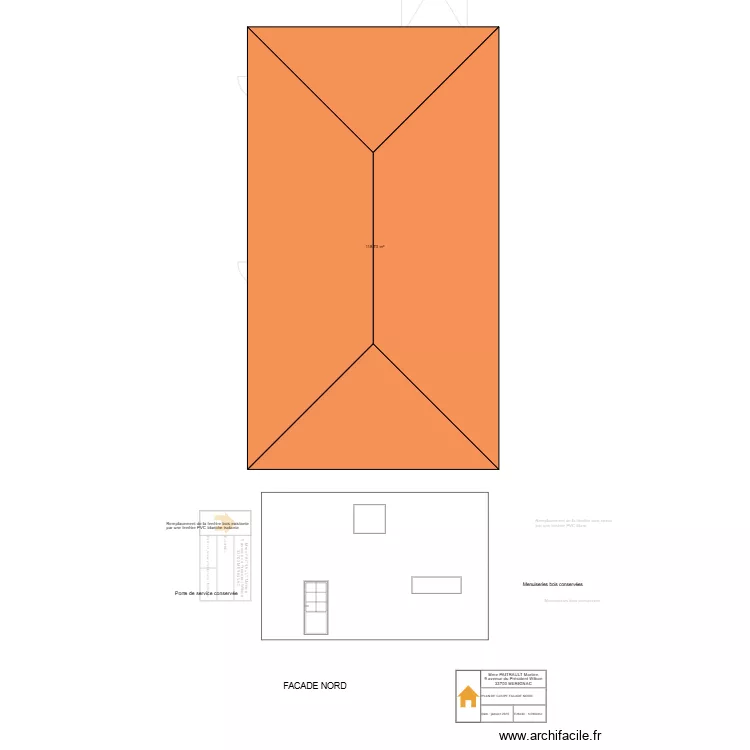 PLAN PAITRAULT Martine - FACADE NORD DETAILLEE. Plan de PLAN PAITRAULT Martine - FACADE NORD DETAILLEE. Plan de