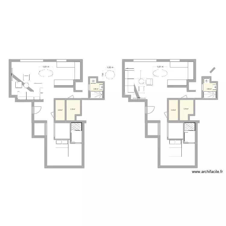 23BERGER2. Plan de 6  et 17 m²