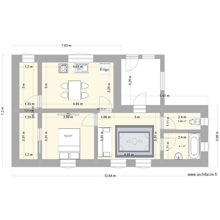 plan casa 2. Plan de 6 pièces et 58 m2