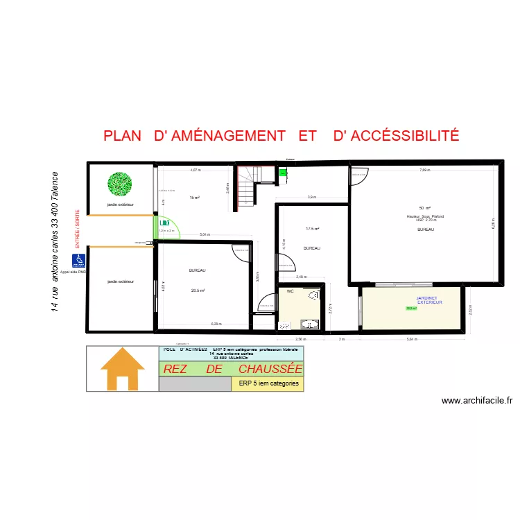 plan   diemesion rez de chauss&eacute;e. Plan de 