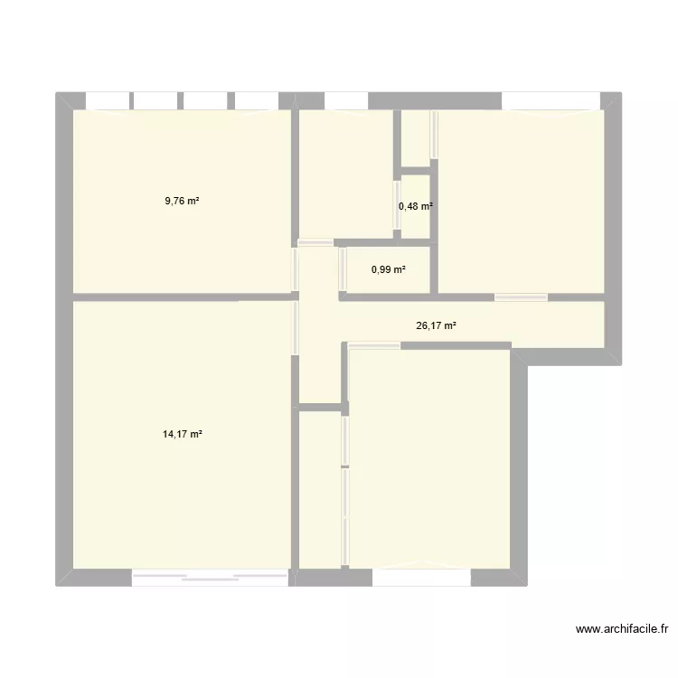 gue. Plan de 5  et 52 m²