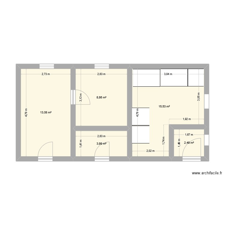 Plan salle vétérinaire. Plan de 5 pièces et 44 m2