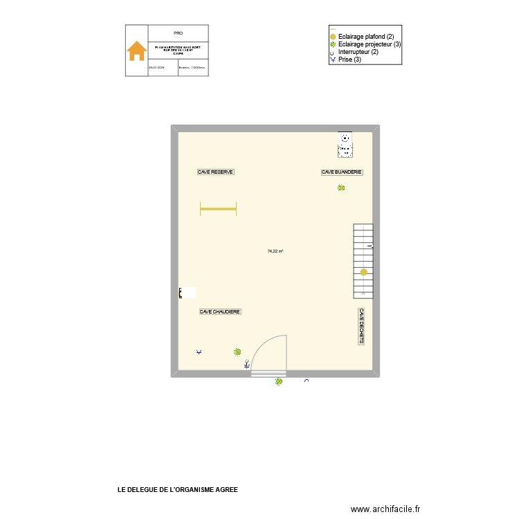 PLAN HABITATION DE WAULSORT CAVES1. Plan de 1 pièce et 74 m2