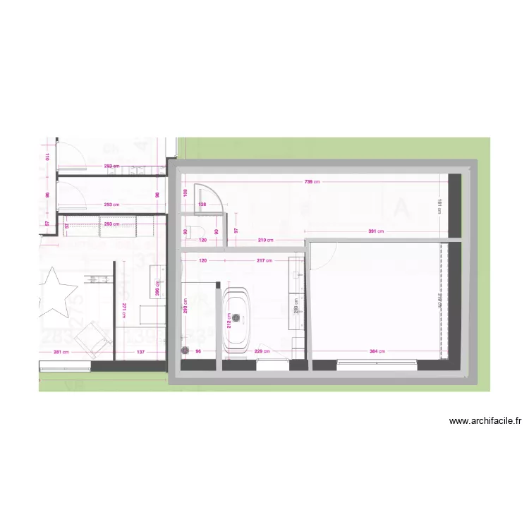 Salle de bain Justine Kevin. Plan de 5  et 77 m²